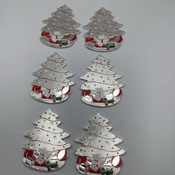 Vintage 1989 Set of Six Oneida Silver Christmas Tree Coasters - Picture 2 of 11